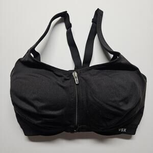 VSX Victorias Secret 34DDD Sports Bra Front Close Knockout Solid Black